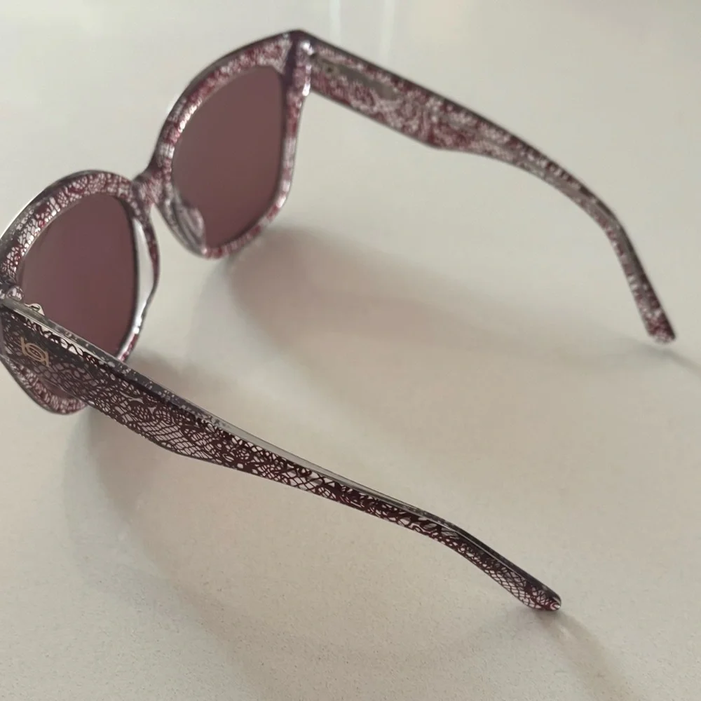 bebe Women's Burgundy Lace Patterned Oversized Sunglasses